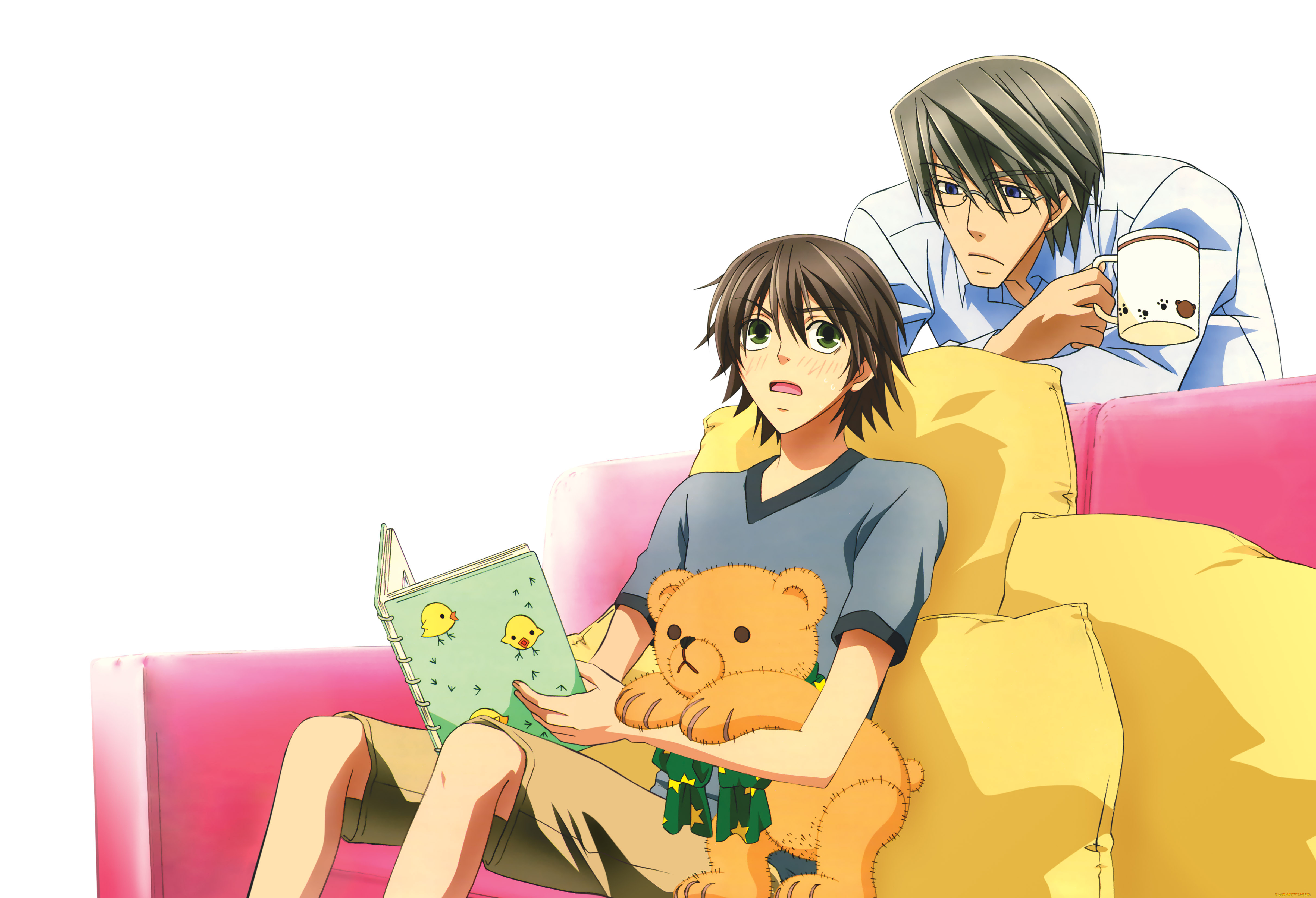 Обои Аниме Junjou Romantica, обои для рабочего стола, фотографии аниме,  junjou romantica, арт, junjou, romantica, парни, игрушки, мишки, пара Обои  для рабочего стола, скачать обои картинки заставки на рабочий стол.